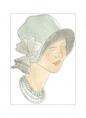 Flapper Fashion Sketches I Poster Green/Beige 75x80x3.5centimeter