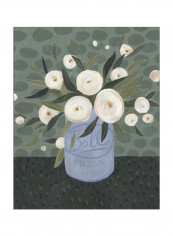 Mason Jar Bouquet III Wall Poster Green/Blue/Grey 80x85x3.5centimeter