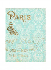 Paris In Gold I Wall Poster Blue/Gold 75x80x3.5centimeter