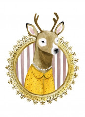 Spiffy Animals I Poster Brown/Yellow/White 75x80x3.5centimeter