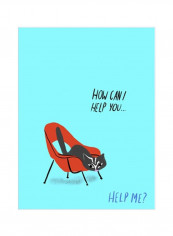 Mod Cats III Wall Poster Blue/Red/Black 75x80x3.5centimeter