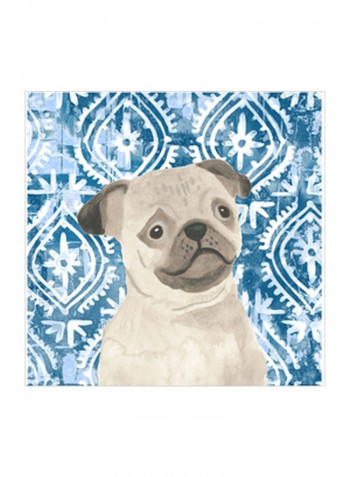 Parlor Pooches VII Wall Poster Blue/Beige/Black 75x75x3.5centimeter