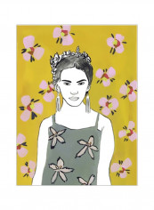 Pink Blossom Lady I Wall Poster Yellow/Grey/White 75x80x3.5centimeter