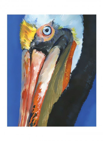 Vibrant Pelican I Wall Poster Green/Orange/Yellow 80x85x3.5centimeter
