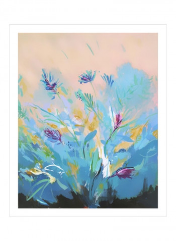 Mixed Floral I Wall Poster Blue/Yellow/Black 80x85x3.5centimeter