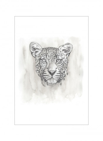 Big Cat Study IV Wall Poster Beige/Grey/White 75x75x3.5centimeter