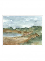 Watercolour Sketchbook VIII Wall Poster Green/Brown/Blue 80x75x3.5centimeter