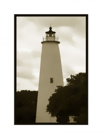 Ocracoke Island Lighthouse Poster Beige/Black/Grey 75x80x3.5centimeter