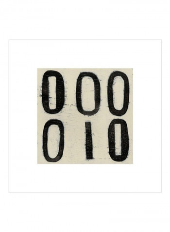 Hieroglyph V Wall Poster White/Black 65x65x3.5centimeter