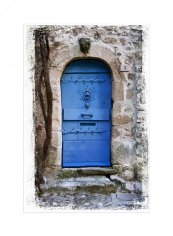 Doors Of Europe I Wall Poster Blue/White/Beige 75x80x3.5centimeter