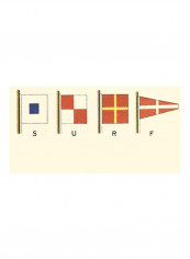 Surf Wall Poster Beige/Red/Blue 80x40x3.5centimeter