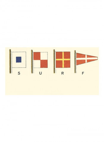 Surf Wall Poster Beige/Red/Blue 80x40x3.5centimeter