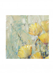 Floral Expression II Wall Poster Beige/Yellow/Blue 80x80x3.5centimeter