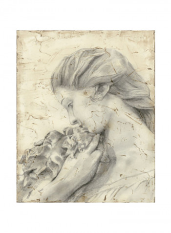 Statue in the Garden II Wall Poster Beige 80x85x3.5centimeter