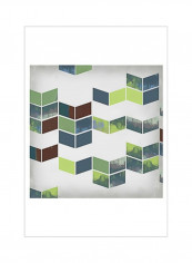 Broken Chevron I Wall Poster Green/Blue/Brown 75x75x3.5centimeter