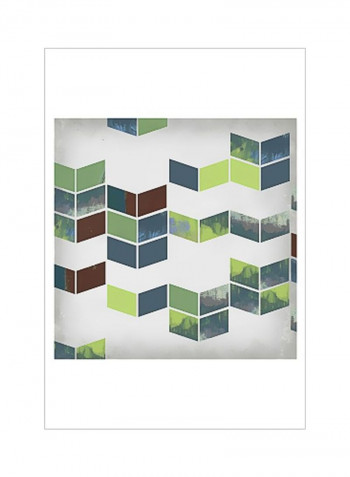 Broken Chevron I Wall Poster Green/Blue/Brown 75x75x3.5centimeter