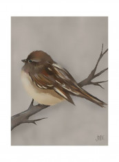 Winter Bird III Wall Poster Brown/Yellow 75x80x3.5centimeter