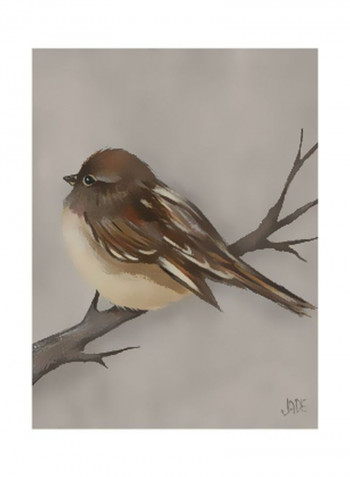 Winter Bird III Wall Poster Brown/Yellow 75x80x3.5centimeter