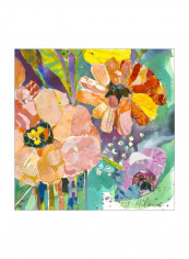 Bold Blooms IV Wall Poster Yellow/Pink/Green 80x80x3.5centimeter