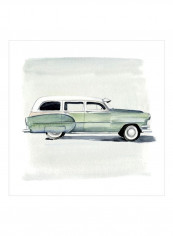 Classic Autos III Wall Poster Green/Black/White 80x80x3.5centimeter