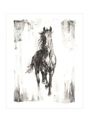 Rustic Black Stallion I Poster Grey 80x85x3.5centimeter