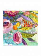 Bold Blooms III Wall Poster Yellow/Pink/Green 80x80x3.5centimeter