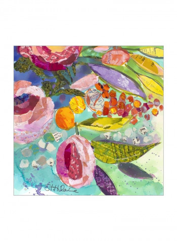 Bold Blooms III Wall Poster Yellow/Pink/Green 80x80x3.5centimeter