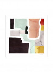 Color Blocking Printed Poster Brown/Yellow/Green 80x80x3.5centimeter