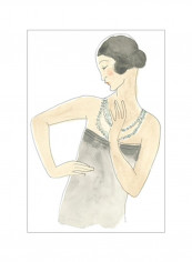 Flapper Fashion Sketches V Poster Beige/Grey 75x80x3.5centimeter