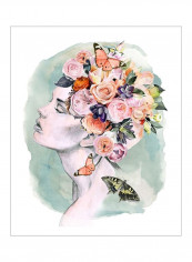 Floral Locks I Poster Green/Pink/Blue 80x85x3.5centimeter