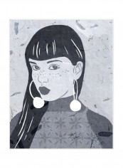 Night Portrait II Wall Poster Grey/Black 80x3.5x85centimeter