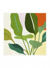 Tropica II Wall Poster Green/Grey/Orange 80x3.5x80centimeter