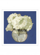 White Hydrangeas I Poster Blue/Green 80x80x3.5centimeter