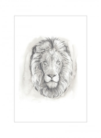 Big Cat Study III Wall Poster Beige/Grey/White 75x75x3.5centimeter