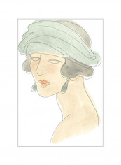 Flapper Fashion Sketches IV Poster Beige/Green/Grey 75x80x3.5centimeter