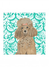 Parlor Pooches II Wall Poster Beige/Green/White 75x75x3.5centimeter