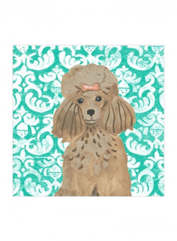 Parlor Pooches II Wall Poster Beige/Green/White 75x75x3.5centimeter