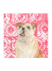 Parlor Pooches V Wall Poster Pink/Beige/White 75x75x3.5centimeter