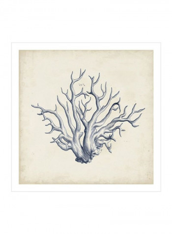 Coral Trio In Indigo II Wall Poster Blue 80x80x3.5centimeter