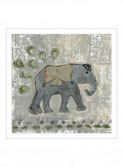 Global Elephant VI Poster Grey/Green/Beige 80x80x3.5centimeter