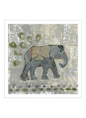 Global Elephant VI Poster Grey/Green/Beige 80x80x3.5centimeter