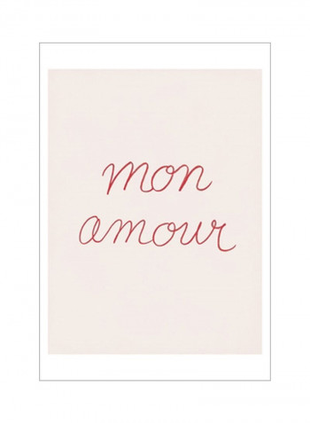 En France IV Poster Beige/Red 75x80x3.5centimeter