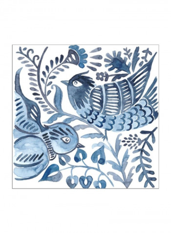 Indigo Ornament III Wall Poster White/Blue/Grey 65x65x3.5centimeter