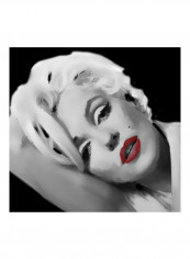 Marilyn's Lips Wall Poster White/Grey/Red 80x80x3.5centimeter