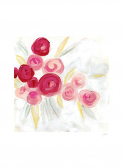 Rosebud Impression II Wall Poster Pink/Red/Yellow 80x80x3.5centimeter