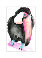 Technicolor Toucan I Wall Poster Black/Pink/White 80x3.5x85centimeter