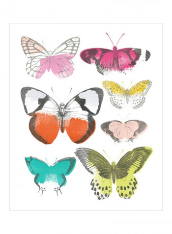 Chromatic Butterflies I Wall Poster White/Orange/Pink 80x85x3.68centimeter