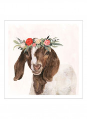 Garden Goat II Wall Poster Beige/Brown/Green 80x80x3.5centimeter