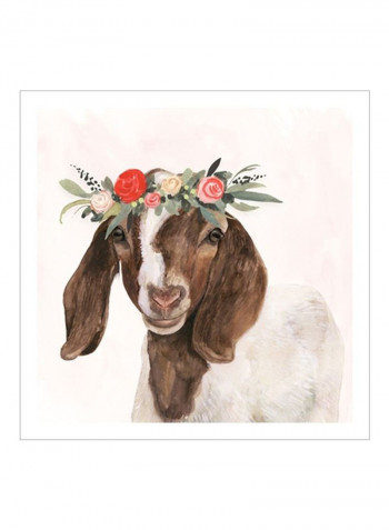 Garden Goat II Wall Poster Beige/Brown/Green 80x80x3.5centimeter
