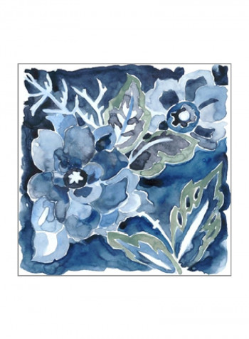 Indigo Ornament IX Wall Poster White/Blue/Green 65x65x3.5centimeter